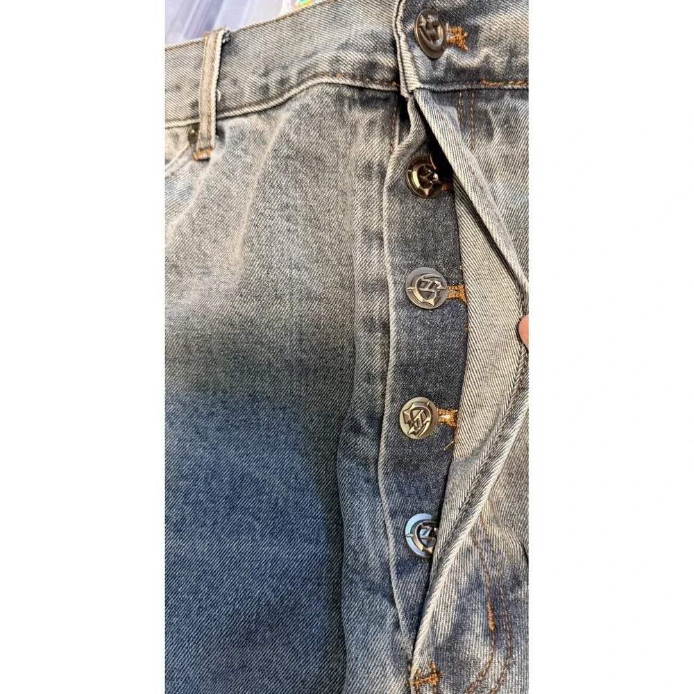 Godspeed Jeans Sid Vicious Denim Mens Blue Straight Leg Distressed Size 36x32